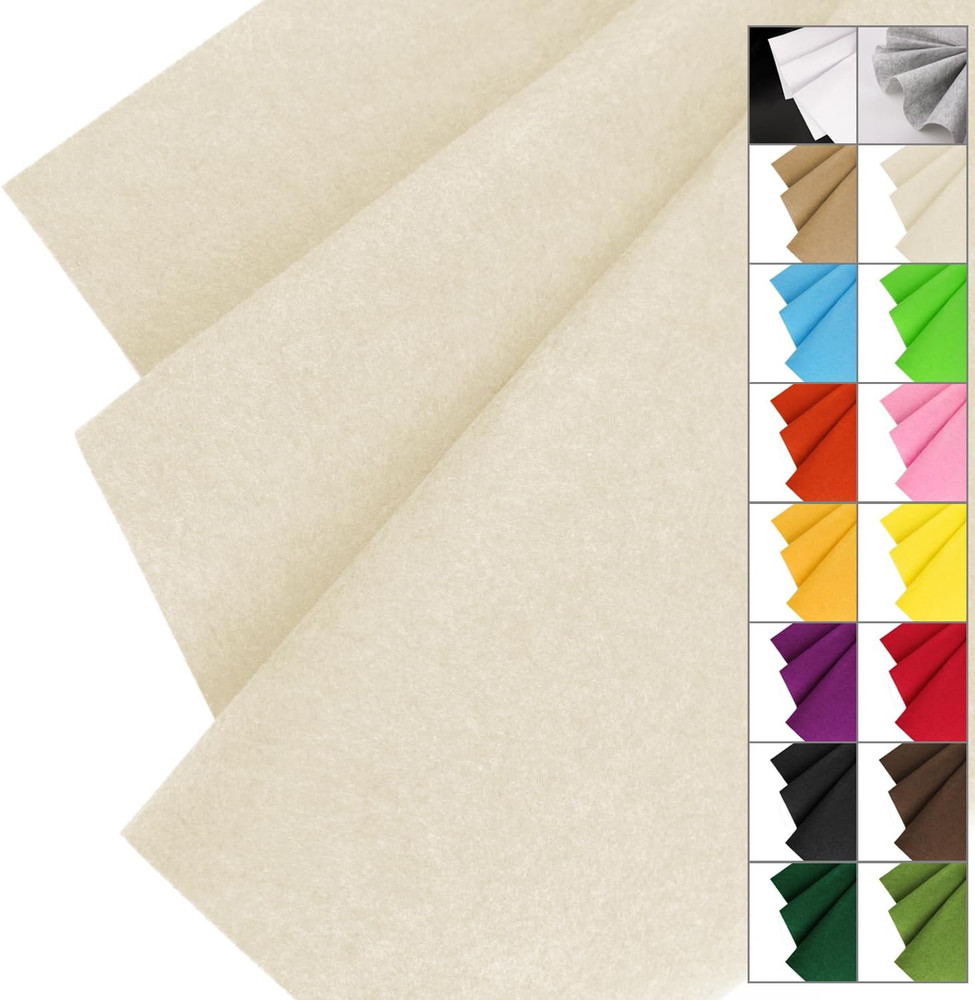 Ivory Felt Fabric 36″ x 36″ (1 Square Yard), Stiff 1.2mm Thick Felt Square for C