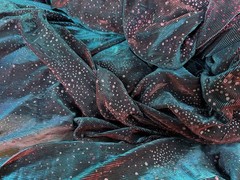 2-tones of Blue & Burgundy Multicolor on glitter sheer Fabric 48″ Wide