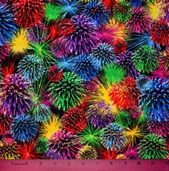 Patriotic Fireworks Fabric – HALF YARD – Quilting 100% Cotton USA Rainbow Multi