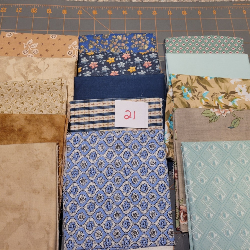 LOT OF 15 FAT QUARTERS COTTON FABRIC ASSTD COLORS & DESIGNS lot 21