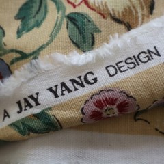 Vtg Linen Jay Yang Spectrum Home Fabric, Yellow, Pink, Blue Floral 2.4 yds