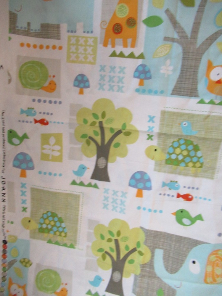 Jo Ann Fabrics Baby Animals And Trees Allover Cotton Fabric SZ 1YX43″ NEW