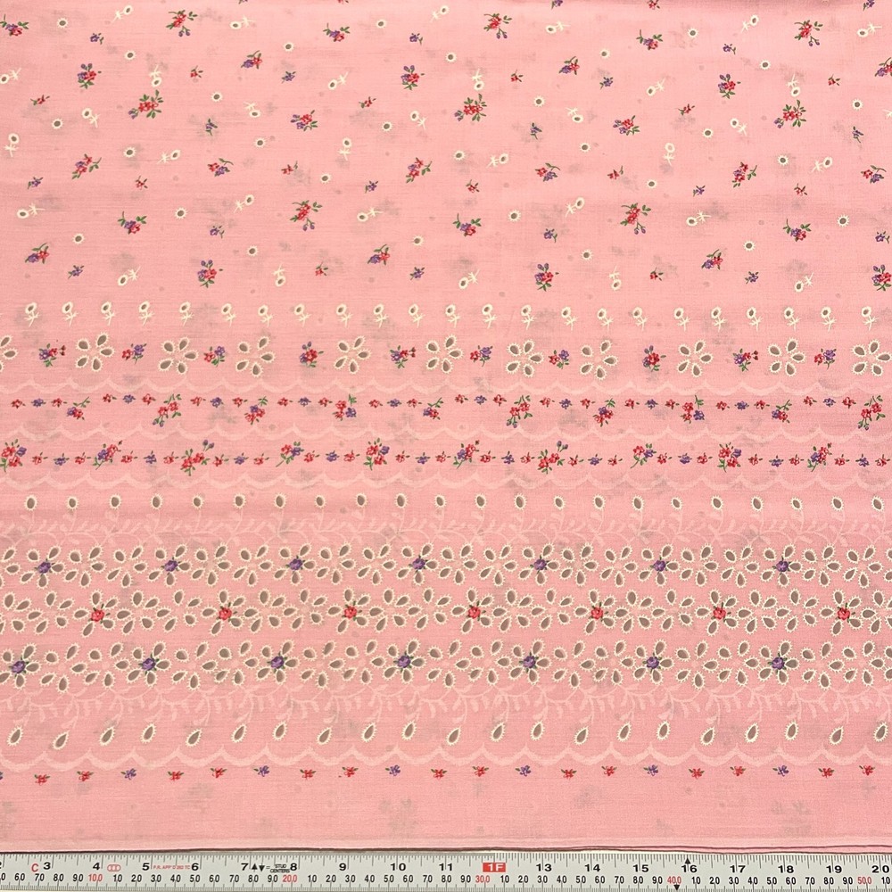 Vintage Faux Puff Printing Eyelet Single Border Cotton Blend by the HALF YARD