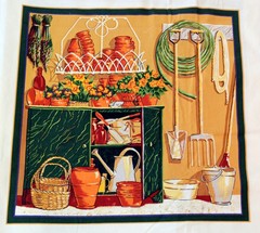 VTG MY MOTHER’S GARDEN Fabric Baum Textiles 12 Panels + 24 Appliques 88″ x 42″