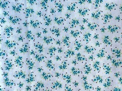 25″++ Blue Floral Cotton Print Quilting Quilter’s Showcase JoAnn Fabric White