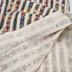 Vintage Aztec Stipe Print Flannel Fabric 42x3yd22 White Yellow Green Blue