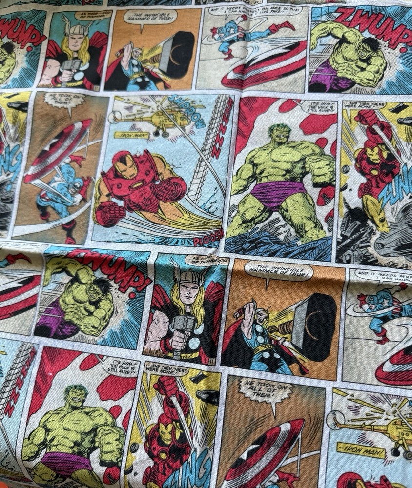 Marvel Avengers Multicolor Comic Strip Print Fabric Comic Pattern