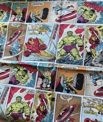 Marvel Avengers Multicolor Comic Strip Print Fabric Comic Pattern