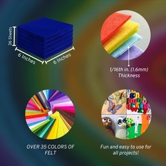 FabricLA Acrylic Felt Sheets 6×6 Royal Blue 36 Pieces