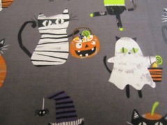Halloween Fabric Stretch JoAnn’s Doodle Cats Pumpkins Ghosts 1yd x 54