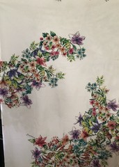 DIOR Art Flower Fabric Designs White On Multi Color Polyester Material 56”36”