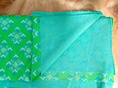 VINTAGE 1970 GEOMETRIC FABRIC POLYESTER DOUBLE KNIT RETRO 3 YDS X 60 IN WIDE