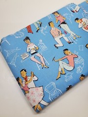 Riley Blake Retro Couples Going Steady Vintage Blue Quilt Kitschy FAT QUARTER