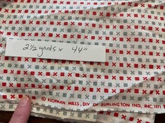 VTG Cotton Fabric Klopman Mills Red Gray Geometric 2.5 yds x 44″ 1970s NEW