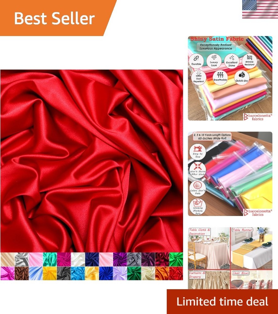 Elegant 60″ Red Satin Fabric Roll – Versatile for Upholstery and DIY Crafts
