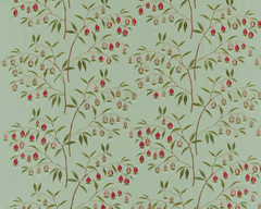 SANDERSON CURTAIN FABRIC Chinese Lanterns 4.6 METRES MINT/APRICOT EMBROIDERED