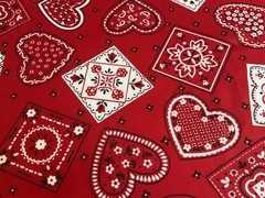 Cotton Fabric Cute Flower Heart Bandana 44”x 36”By Cranston print work 00