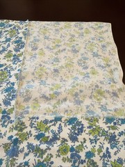 Vintage Weilwood Turquoise, Blue & Green on Cream Floral Cotton fabric 31″x44″