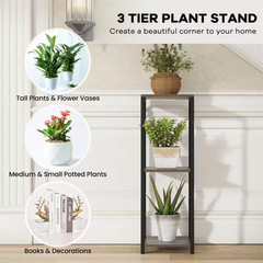 2 Pieces 36 In. X 12 In. X 12 In. Grey & Black Metal Outdoor Plant Stand Corner