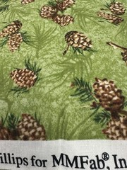 Wildlife Pinecone fabric Anita Phillips MMFab 1 yd X 45 In Green brown pinecones