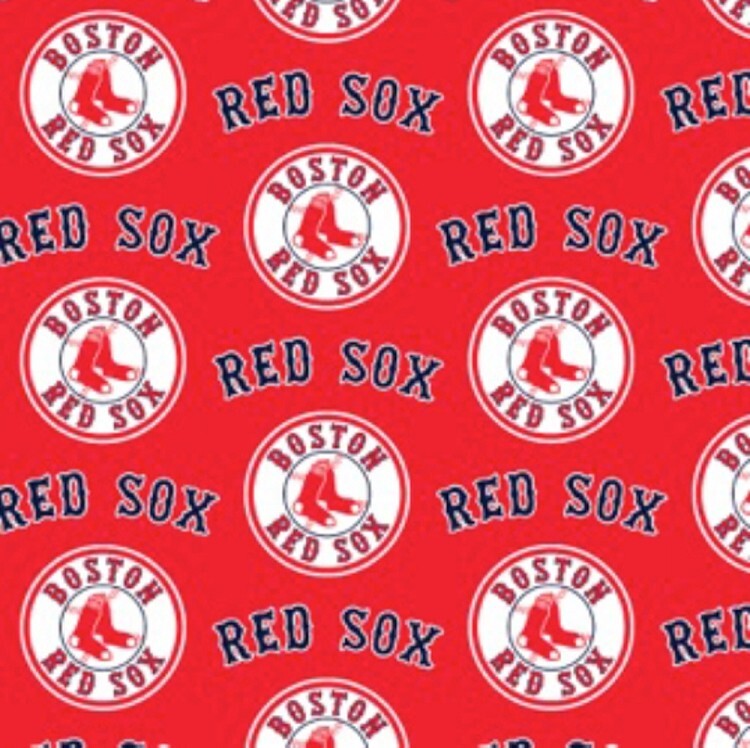 Cotton Boston Red Sox on Red MLB Baseball Sport Cotton Fabric Print BTY D158.31