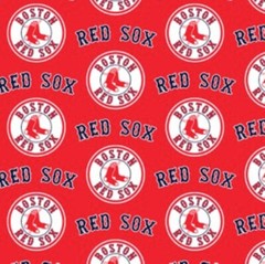 Cotton Boston Red Sox on Red MLB Baseball Sport Cotton Fabric Print BTY D158.31