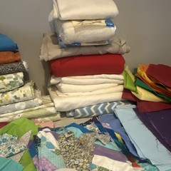 Assorted Multicolor Fabric Pieces & Scraps Lot, Mixed Prints