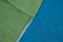Luxury Reversible Double Face Linen Cotton Shirt Fabric Green Blue 210g 2.4m