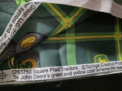 Lot of 8+ Yards John Deere Fabric, Mix Styles. Plaid, Stripe. Tractor Green