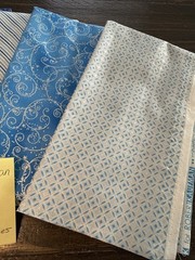 5 Pieces Coordinating Robert Kaufman Blue Silver Fabric 18”x 42” Made In Japan