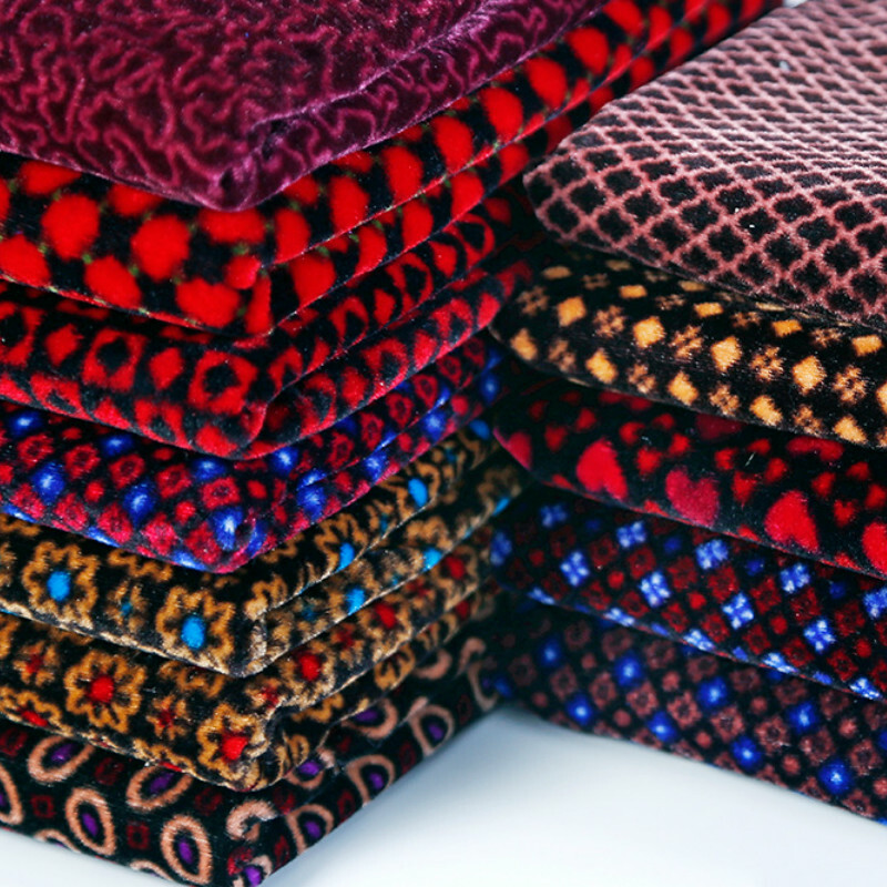 Printed Thick Velvet Fabric Cloth Material for Dress Shoes Upholstery Craft Trim
