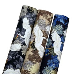 1M Vintage Crane Print Chinese Fabric Material for Hanfu Cheongsam Handbag DIY