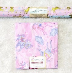 Pink Blue Pastel Gold Sparkle Unicorn Cotton Fat Quarter Craft Fabric 18″x21″