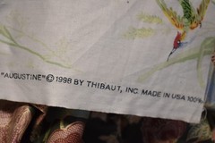 Thibaut 1998 Floral & Birds Cotton Sateen White Fabric Rare “Augustine”