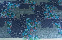 Wide’ N Cotton Fabric CALICO & FLOWER CHEATER QUILT Blue 343-M 58″W x 2⅓ Yards