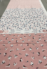 HTF Rare Onetex Korea 3 in 1 Cotton Quilt Fabric FQ’s – Pink Cats, Flowers Heart