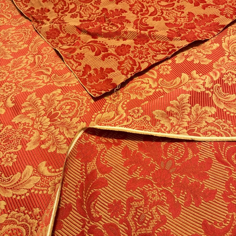 Vintage Red/Gold Floral Damask Upholstery Jacquard Fabric Elegant Baroque BTY