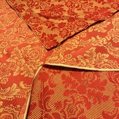 Vintage Red/Gold Floral Damask Upholstery Jacquard Fabric Elegant Baroque BTY