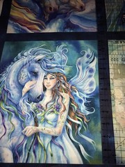 Fabric Unicorns Fantasy Wild Morningmoon Cotton 21″x24″ 4 Square Panel KAUFMAN