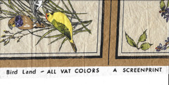 Vintage Piece unused FABRIC signed BIRD LAND all VAT Colors Screenprint 36×30