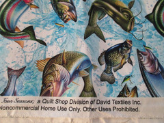 1 Fat Quarter New Cotton Fabric Large Colorful Fish Trout Bass Catfish