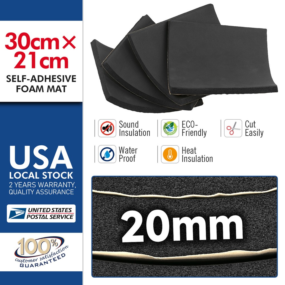 4pcs Car Roof Floor Door Firewall Noise Heat Insulation Sound Deadener Foam US
