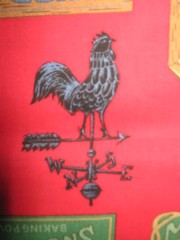 GENERAL STORE MOTIFS -COTTON PRINT FABRIC-RED -1/2 YARD