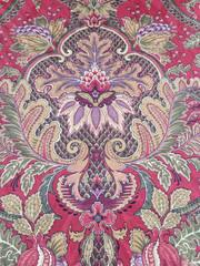 Raymond Waites Mill Creek “Ancient King” Fabric 6.5 Yards Red Jacobean