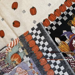 Vintage Scarecrow Border Halloween Pumpkin Fabric Springs Industries 59×72”