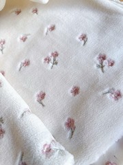 2.3 yds (56”w) flower embroidered white cozy sherpa fleece fabric 260217 Azz