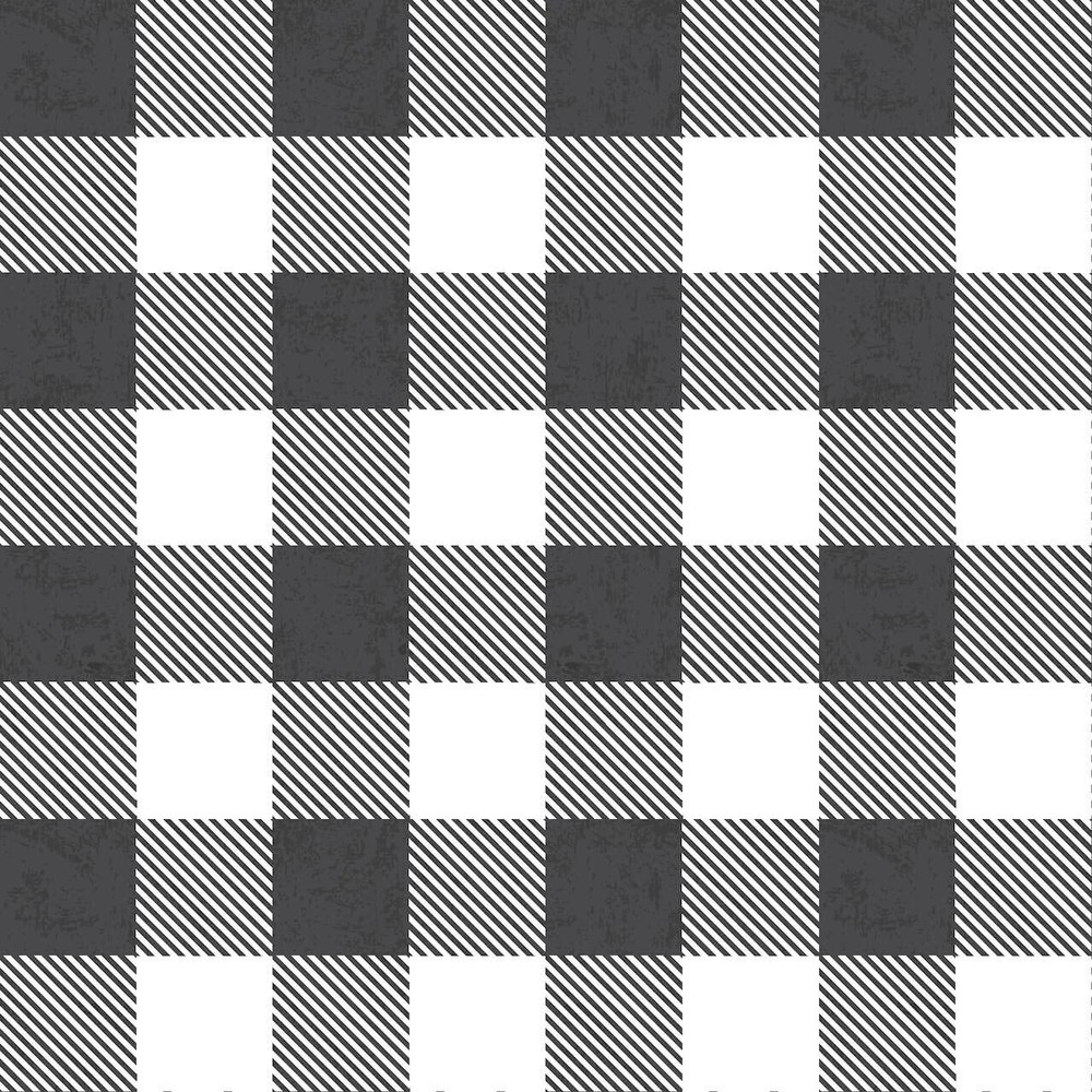 Novelty Cotton Fabric 1 Yard Precut Loops & Threads Black/White Buffalo Check
