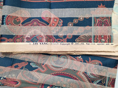 Jay Yang Upholstery Fabric Teal Stripe 2 Yds Flawed