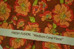 By- 1/2 Yd, Peach & Red Floral on Brown Quilt Fabric, Legacy/Fresh Fusion, C2547