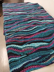 Vintage – 2 1/2 yards 45″ wide Bright Pink Blue Black Unique design Poly/Cotton